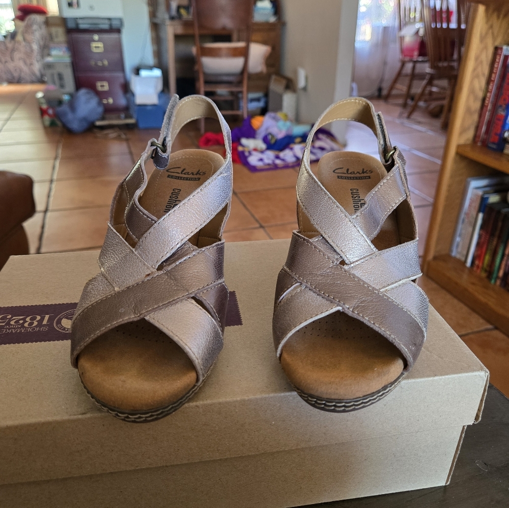 Clarks Pewter Sandals